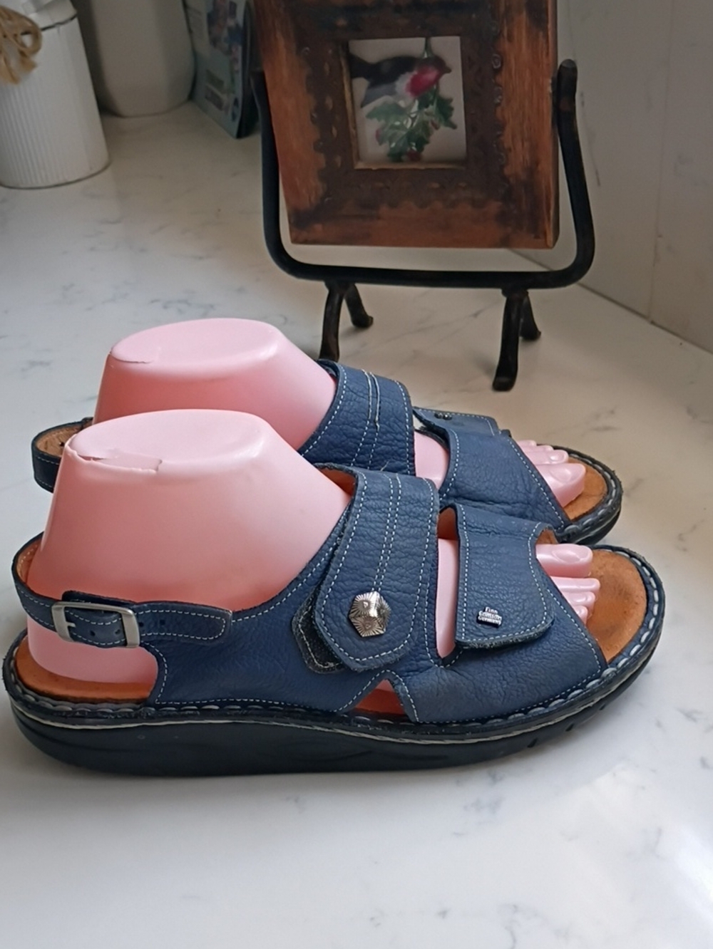Finn Comfort Navy Blue  Adjustable Sandals